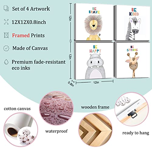 Quzenu Nursery Wall Decor Safari Animal Baby Room Decor Canvas Prints Kids Art Frame Jungle Nursery Decor Animal Pictures Wall Art Safari Nursery Decor #TOP5