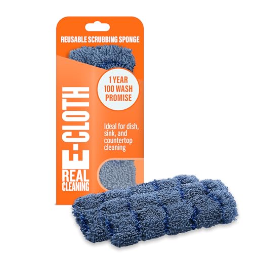 Image of E-Cloth Kitchen Dynamo, Premium Microfiber Non-Scratch Kitchen Dish Scrubber Sponge, Ideal for Dish, Sink and Countertop Cleaning, 100 Wash Guarantee, Blue, 2 Pack