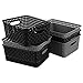 Begale 6-Pack Plastic Basket Organization, Storage Baskets for Shelves with Lids, Black