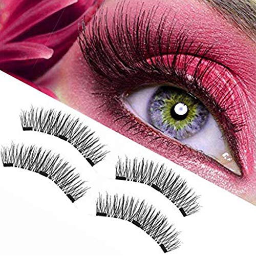 Magnetic Eyelashes, Upgraded Triple Magnetized Eyelashes, 3D Fiber Lashes Natural Look with a Applicator, Set of 4