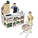 HONEY JOY Kids Grocery Store Playset, Wooden Grocery Store Pretend Play w/Cart, Cash Register Stand w/Coins, Chalkboard, Toddler Supermarket Play Toy for Boys Girls(Play Food Not Included)
