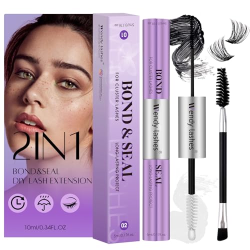 Lash Bond et Seal Colle Extension Cils Professional Waterproof - Noir Longue Tenue 48-72h pour Individual Cluster
