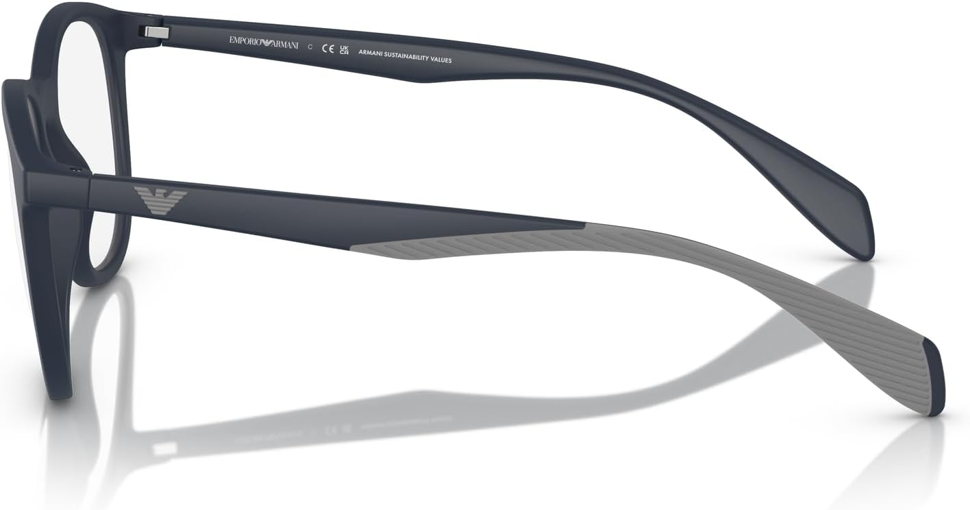 Emporio Armani Men's EA4211 Prescription Eyewear Frames with Two Interchangeable Sun Clip-Ons Round