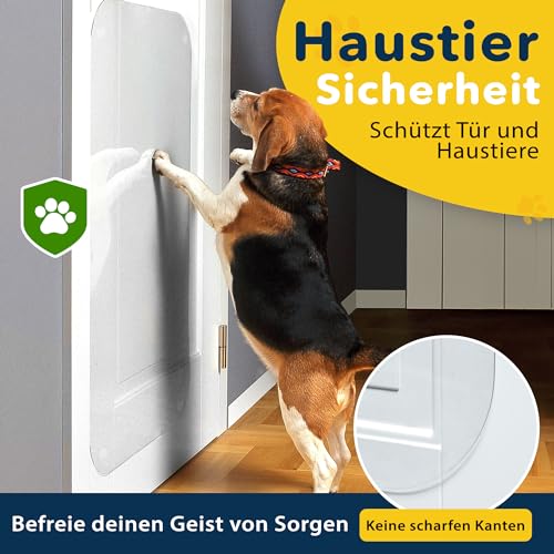 PROTECTO Hunde und Katzen Kratzschutz Tür – Ultrastarker Hunde- und Katzen Kratzschutz (2-stück Farblos, 90 x 40 cm)