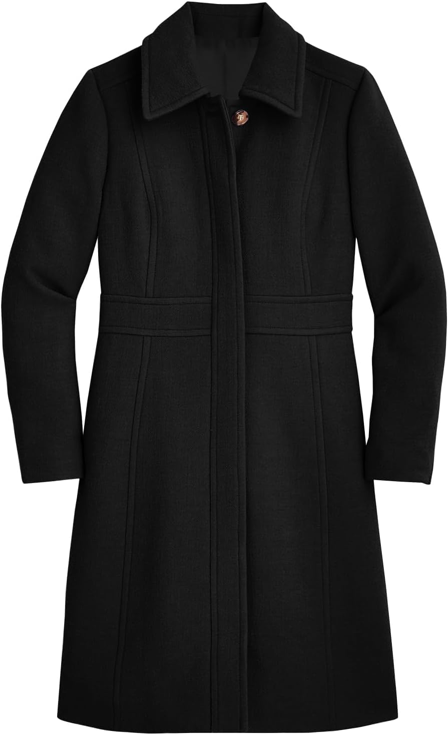 Elegante Cappotto Monopetto da Donna Manica Lunga metà Inverno Soprabito da Lavoro Cappotti da pisello da Ufficio