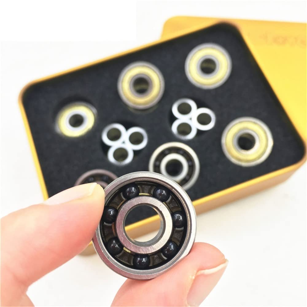 KOVNOVI Professional Speed Skating Race Bearing 608 with 7 Ceramic Beads for Three-Wheel Speed Skate Shoes Bearing Skates DINGGUANGHE (Color : 12 Bearings and 6 Spacer)