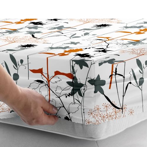 Image of Story@Home King Size Air Cotton Fitted Bedsheet 240 TC Fitted Sheet with 2 Pillow Covers, Soft & Durable Bed Sheet for King Bed (182 x 198 cm, Floral Print, White)