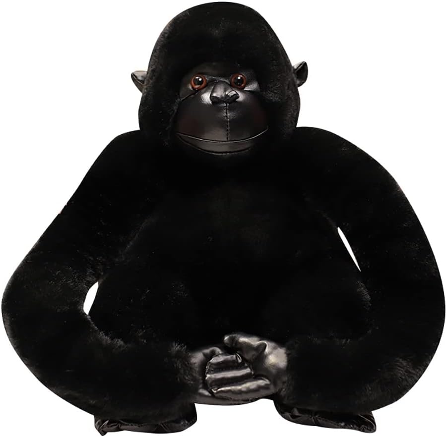 URFEDA Travieso orangután peluche simulación gorila muñeca relleno orangután animal mono muñeca juguete pasta manos suave decoración del hogar adornos regalos para niños negro 20cm