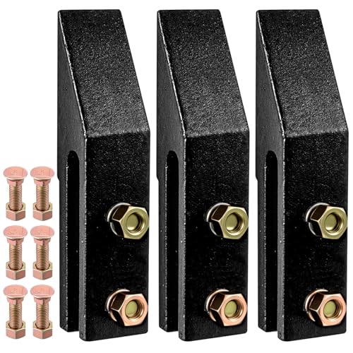 Hicarer 3 Set Excavator Bucket Teeth Skid Steer Backhoe Bolt on Bucket Tooth with Pins, Mini Trenching Excavator Accessories (Black Style)