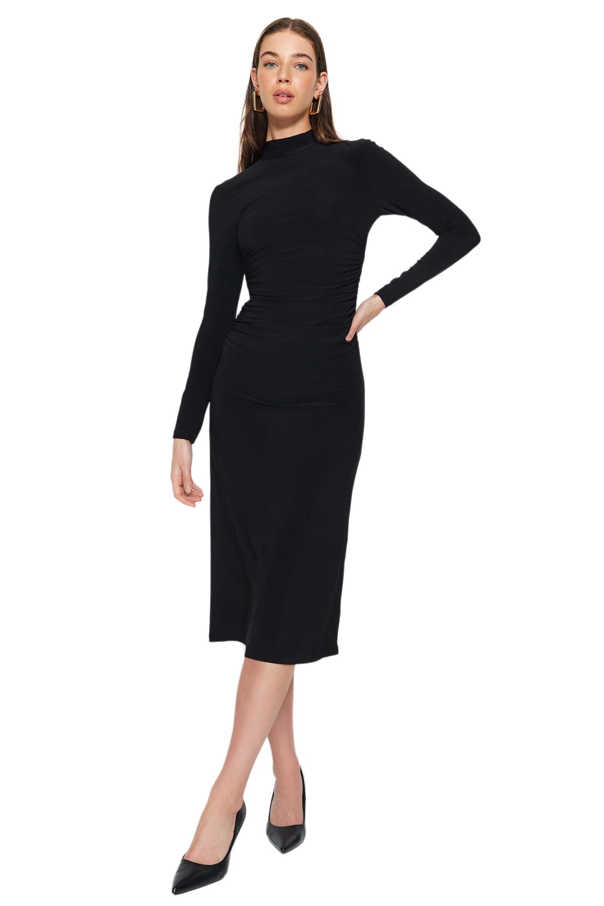 Trendyol FeMan A-line Regular fit Knit Dress,Black,S