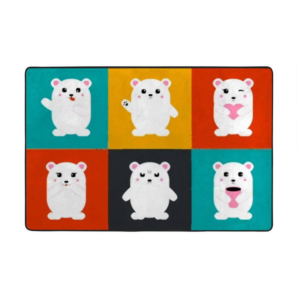 Tapis ours kawaii anti sol froid grand tapis velours corail doux pour salon