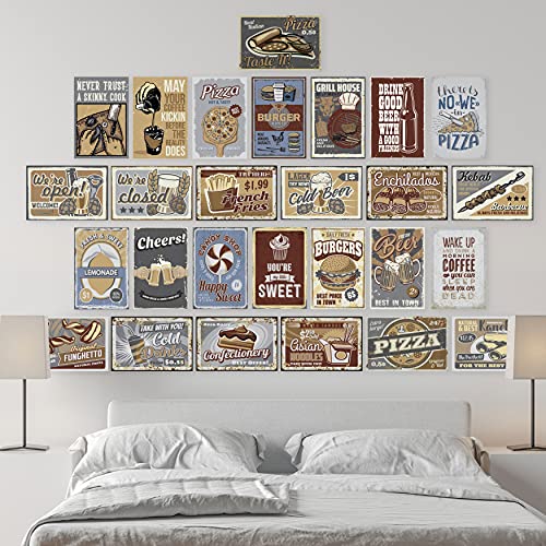 WALPLUS 27 autocollants de 20x30cm (7.8x11.8") Vintage Bistro Rétro Panneaux métalliques Mural Stickers Set Mural Art Vinyl Nursery Décorations pour salon Enfants Chambre Décors Maison Amovible Cover