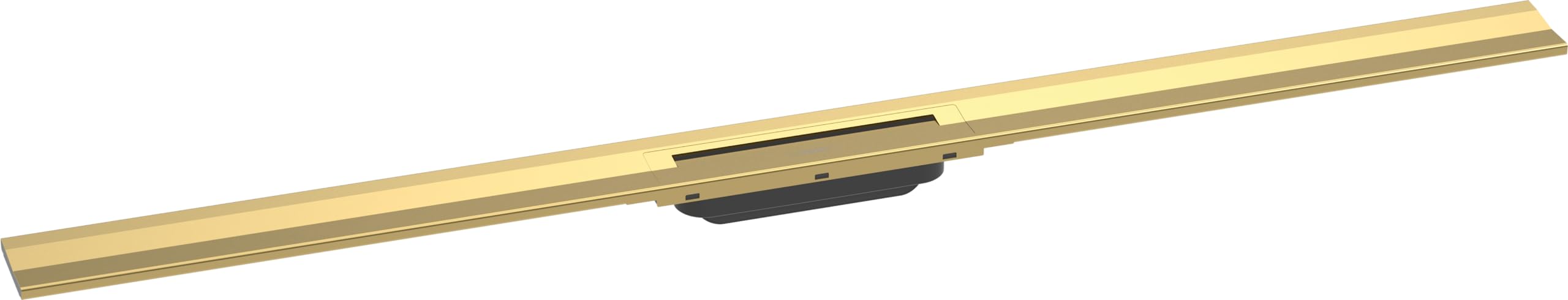 hansgrohe RainDrain Flex - Caniveau de douche linéaire 1200 mm, Siphon de sol à découper pour installation contre le mur, Aspect doré poli, 56054990