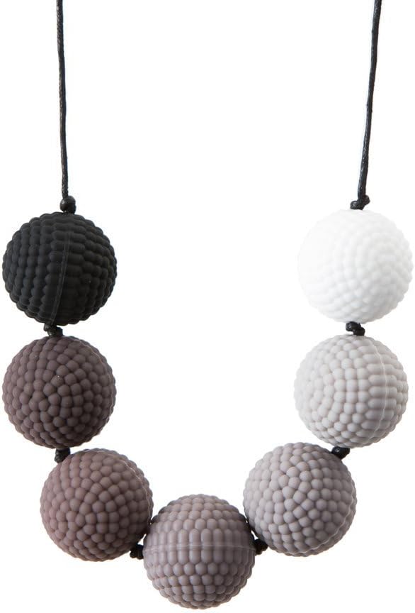 Chewigem Super Tough, Textured, Discreet, Chewable Heavy Necklace & Sensory Chew - designed for Anxiety Reduction & Improved Focus. Created as a calming aid for Sensory Processing Difficulties - Autism - ADHD (Berries Necklace - Greys/ Blacks)