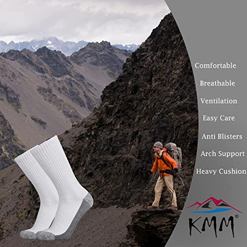 KMM Men's Cotton Full Thick Cushion Crew Socks Moisture Control Heavy Duty Work Boot Warm Thermal Anti Wicking Sweat Blisters4