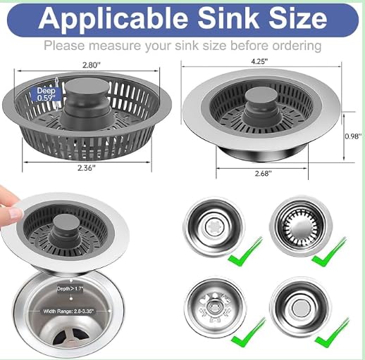 Colador para desagüe de fregadero de cocina 2 piezas miniatura 2