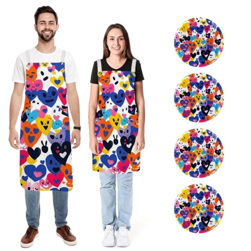 Tabliers de cuisine anti tache et imperméables à jolis coeurs