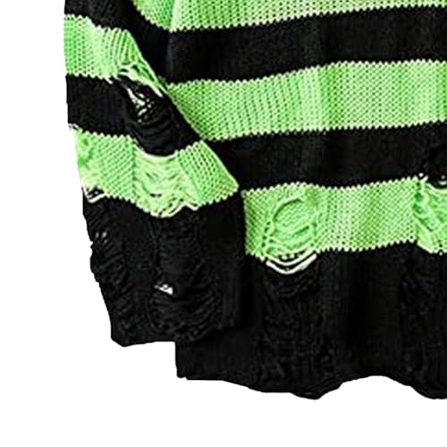 Men's Contrast Striped Distressed Sweater Oversized Knit Jumpers Pullover Striped Fine Knitted Sweaters2