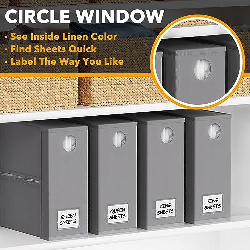 SpaceAid-4-Pack-Bed-Sheet-Organizers-and-Storage-Foldable-Sheet-Organizer-for-Linen-Closet-Sheets-Set-Folder-Keeper-with-Window-XL-Queen-King-Size-Organizing-Bedding-Container-Gray
