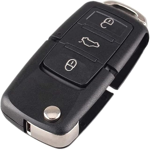 Car Key Fob Case Shell Replacement Compatible for V-W J-etta Golf P-assat Beetle Skoda Seat Polo B5 Leon Octavia,3 Buttons Car Remote Accessories Key Case with Blade (Key Case Only)