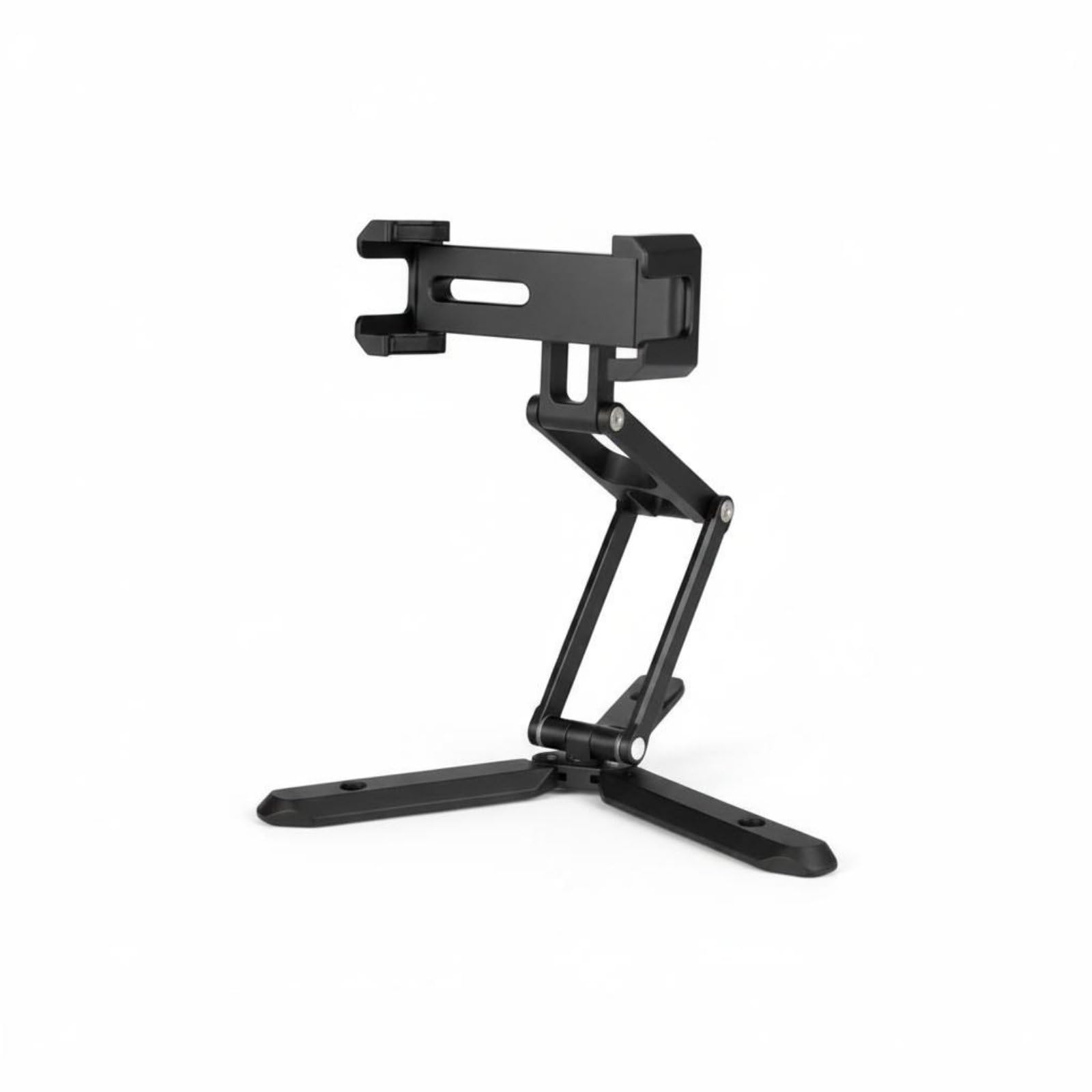 Soporte para Teléfono Plegable Trípode Soporte Escritorio Soporte Móvil Ajustable en Aleación de Aluminio Plegable Ligero Adecuado para Edición Rápida, Plateado, Perilla