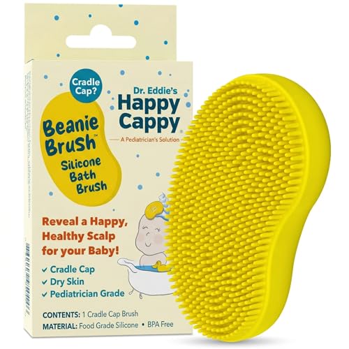Image of Happy Cappy Beanie Brush - Cradle Cap Brush for Babies, Dry Skin Care, Gentle Exfoliating Baby Scalp Scrubber for Bathing, Helps Dandruff and Flakes, Food Grade Silicone, BPA Free