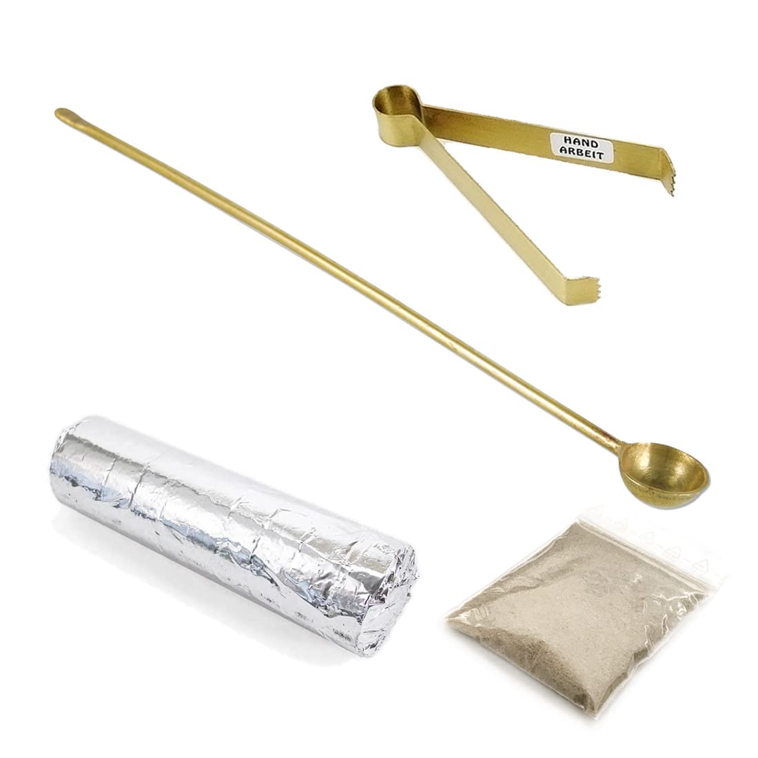 Nklaus Gold/Coal 4Pcs Set 12Cm Incense Tongs In Incense Spoon Incense 40G Incense Sand 40673