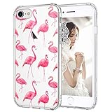 iPhone 8 Case, iPhone 7 Cover, MOSNOVO Cute Flamingo Tropical Clear Design Printed Transparent Plastic Hard Back Case with TPU Bumper Protective Phone Case Cover for iPhone 7 (2016) / iPhone 8 (2017)