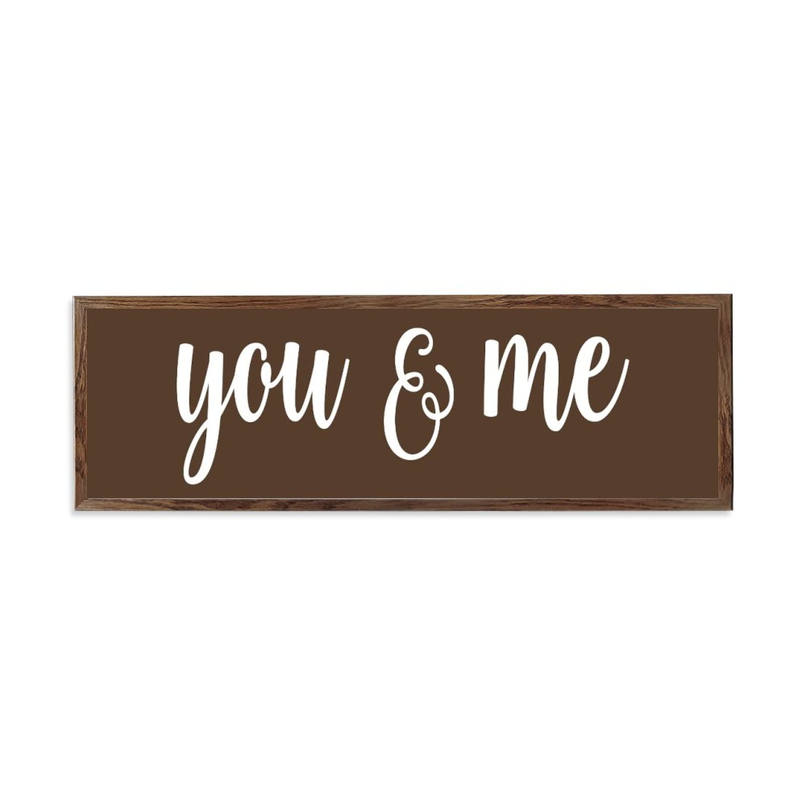 Plaques en bois encadrées You & Me de fabrication artisanale et finitions vintage 15x50cm