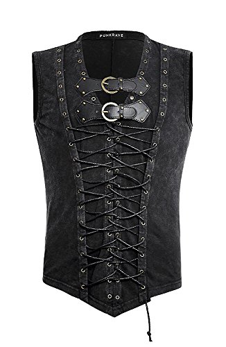 Punk Rave - Top da uomo con lacci e cinghie