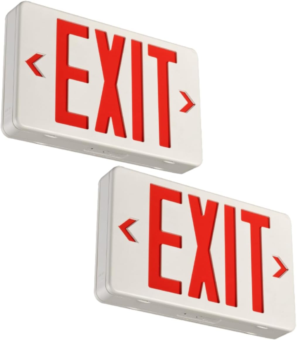 CM MZY Emergency Exit Sign, Red Double Face Exit Signs with Battery Backup, UL Certified, US Standards, Emergency Exit Light, AC 120V/277V, 2 Pack
