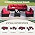 OUGMMGOU 7 Piece Patio Furniture Set, All-Weather Wicker Outdoor Conversation Set with Sectional Sofa, Rattan PE Wicker Seating, Glass Coffee Table, and Cushions (Coffee-Red, Z7)