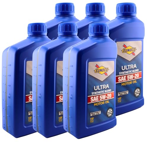 SUNOCO 721056 (7473) Ultra Synthetic Blend 5W-20 Motor Oil – API SQ/ILSAC GF-7A – 1 Quart – (Pack of 6)