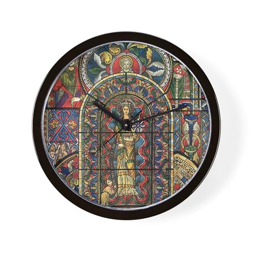 CafePress Vintage Stained Glass Window 10" Wall Clock for Livingroom,