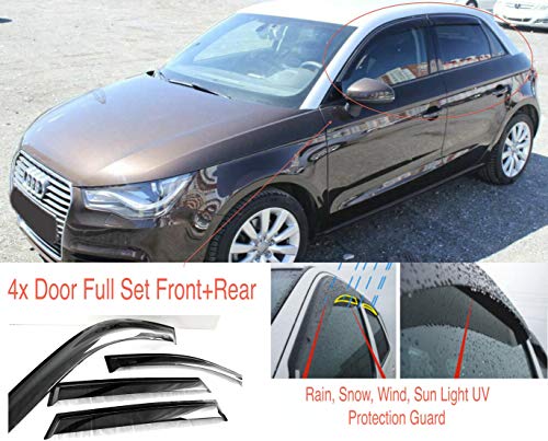 Deflectores de Viento compatibles con Audi A1 S1 (8X) MK1 5 Puertas 2010 – 2018 Ahumado Oscuro acrílico Vidrio Puerta Lateral Ventanas WeatherShields Viseras Lluvia Nieve Sun Guards