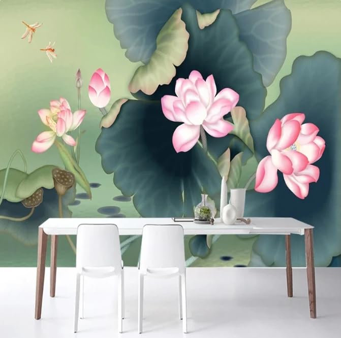 Papier peint chinois effet 3D panoramique feuilles dessin animé