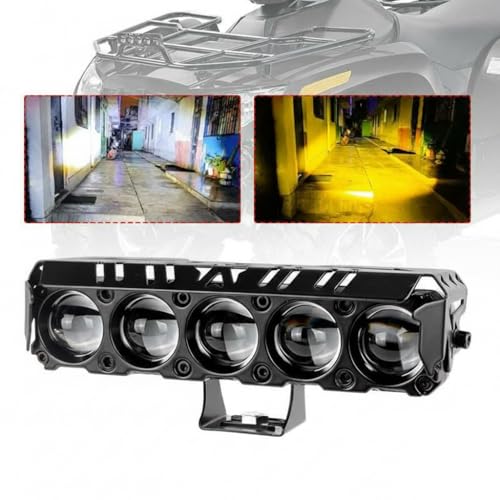 Image of AutoBizarre Car Motorcycle 12V Headlight Led Projector Lamp Dual Color Yellow White Fog Light Metal Body Spotlight Universal for All Bikes Cars SUVs etc. (5 LED, 1 Pc)