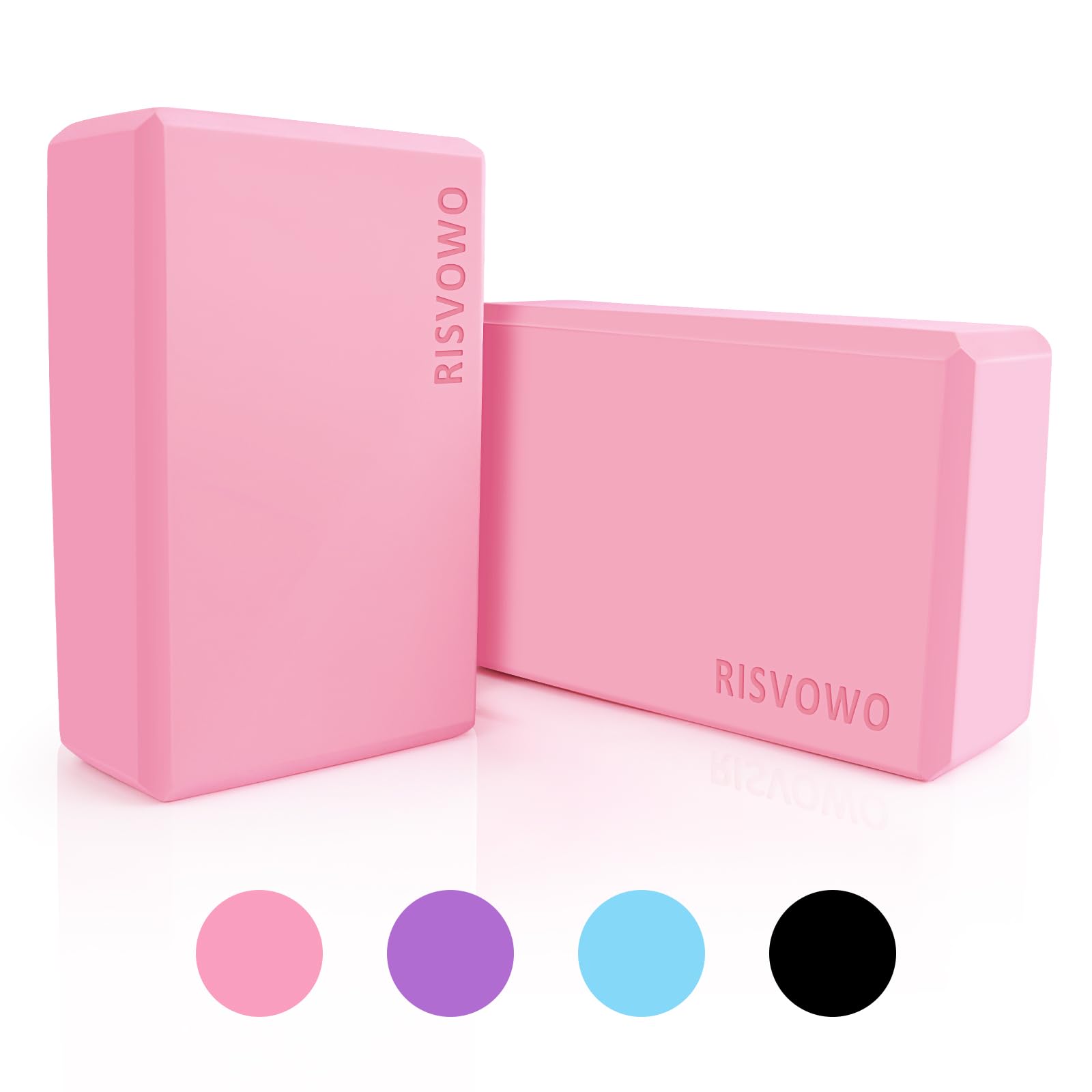 RISVOWO Yoga Brick, Set of 2 Non-Slip Yoga Blocks, High Density EVA Foam Block, Sturdy Yo-ga Bricks for Pilates, Meditation, Fitness, Stretching, Fitness, Pilates (Pink)-image-22