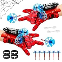 LIDEYE Super Spiderm Launcher, 2 Set Kids Spiderm Hero Handschuhe, Spiderm Launcher Handschuhe, Handgelenk Spielzeug Set, Spiderm Spielzeug Handschuh, Cosplay Glove Launcher für Kinder Fans