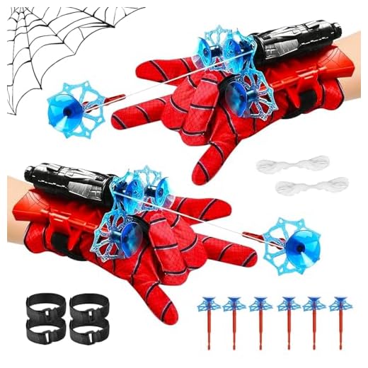 LIDEYE 2 Juegos de Guantes de Lanzador, Guantes Spiderm Niño, Lanza Telarañas Spiderm Launcher Glove, Guante Hero Launcher Lanzador de Héroes, Guantes de Plástico Cosplay para Niños