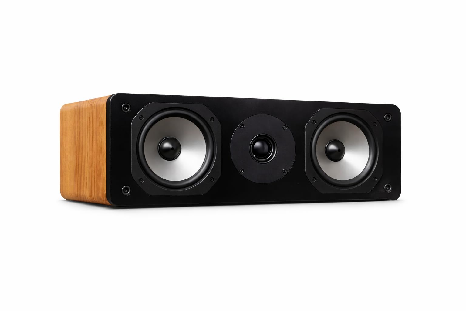 Dynavoice Challenger C-5 Eiche Natur. Passiver Center Lautsprecher 2 Wege 120W 8 Ohm. Doppelter 5,25 Zoll Woofer und 1 Zoll Tweeter. Heimkino HiFi. Bassreflex Rückseite. VESA 10x10 kompatibel.