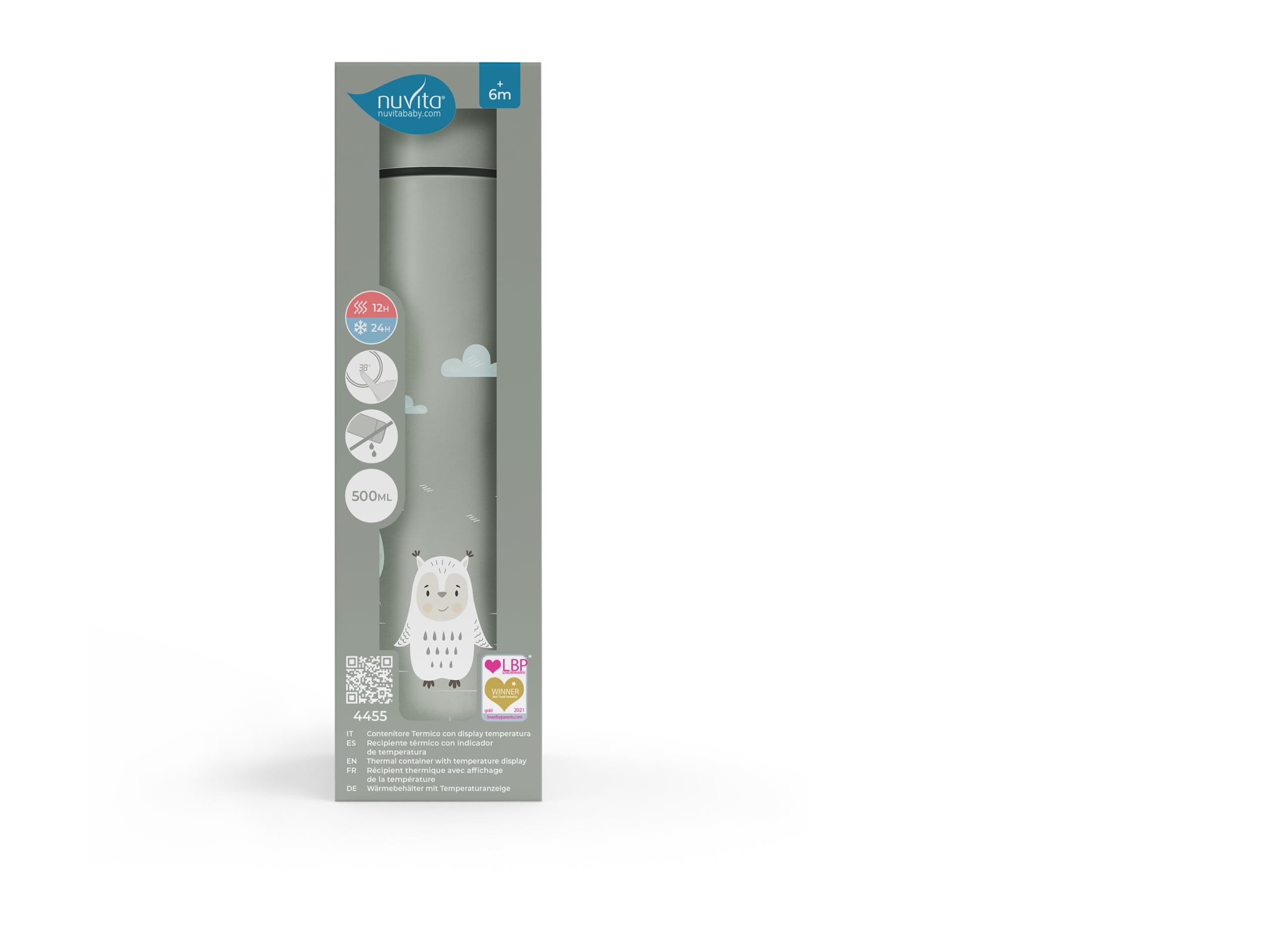 Nuvita Contenitore Termico per Alimenti Digitale Thermos Alimenti Caldi e Freddi Sage Green