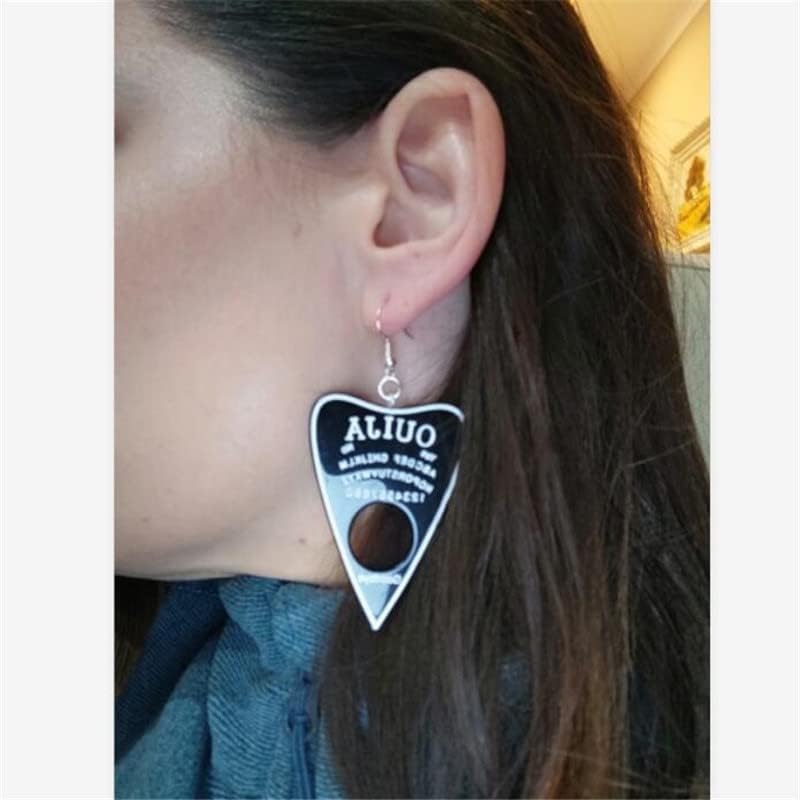 Miniatura 2 de Ouija - Aretes colgantes de tablero, lentejuelas con purpurina a la moda, aretes de planchette Ouija para mujeres y hombres que traen la suerte