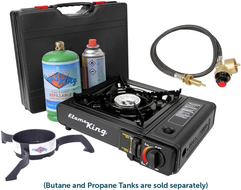 Miniatura 9 de Flame King Dual Fuel Butane & Propane Gas Camping Stove with Single Burner, Portable and Great for Outdoor Cooking, Backpacking