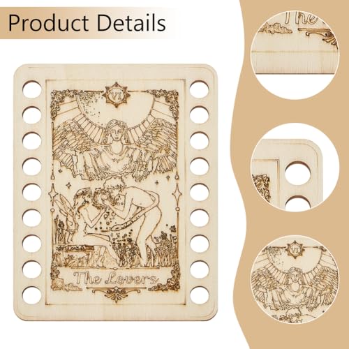 Image of ORIGACH 6 Set Tarot Embroidery Thread Organizer Cards, Wooden Embroidery Floss Storage Holders with 18 Positions Needlework Thread Holder for DIY Sewing Storage Thread, 12x9 cm