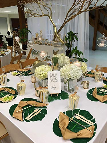 vLoveLife – 48 folhas de palmeira tropicais artificiais, 35 x 29 cm, folhas grandes para decoração d