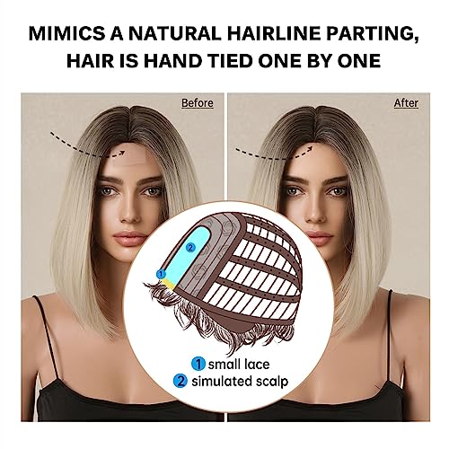 Perruque naturelle contre la décoloration pour un carré blond platine - 4