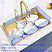 MNUPUOL 29.5/31.5 Inch Gold Drop in Sink Smart Waterfall Kitchen Sink Single Bowl Stainless Steel Workstation Kitchen Sinks with Pull Down Faucet,Cup Washer,Set Accessories,Gold,75 * 45 * 21cm