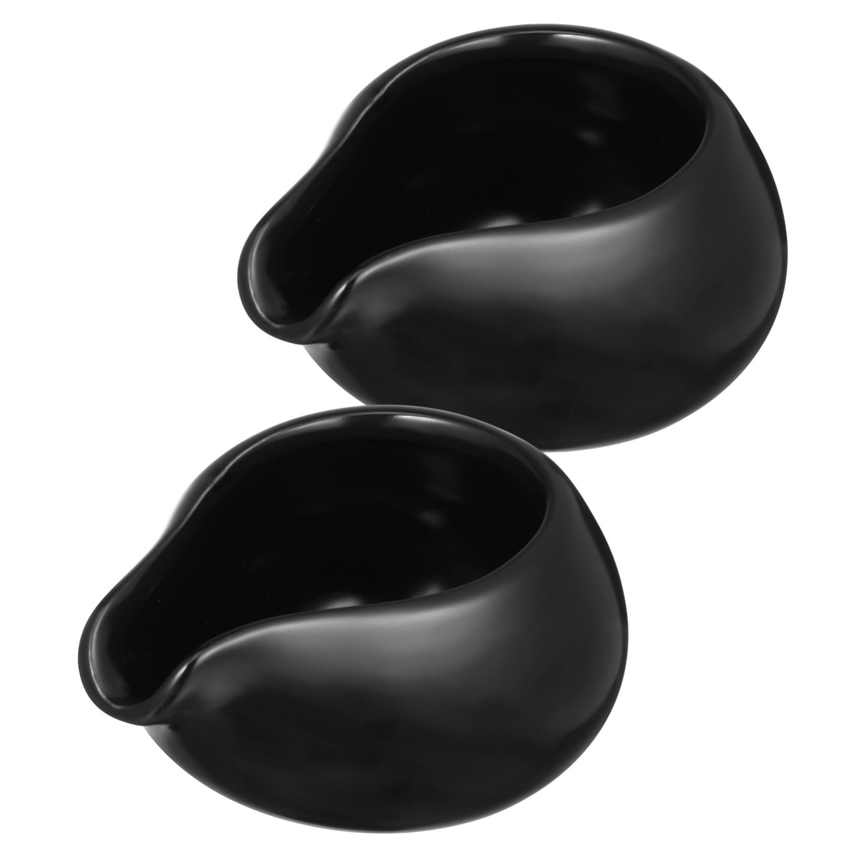 BEBEMOKO 2pcs Steak Sauce Bucket Espresso Pot Mini Milk Bottles Creamer Pourer Table Gravy Boat Sauce Pitchers Espresso Coffee Syrup Milk Pitcher Cups Mini Containers Honey Ceramics Black