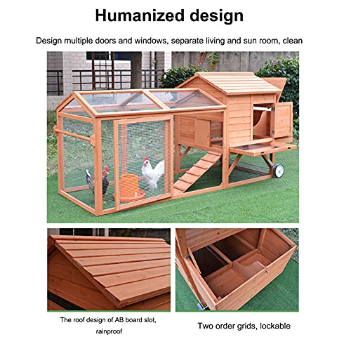 Outdoor Hühnerstall Mobiler Massivholz Geflügelkäfig, Hinterhof Kleintier Laufkäfig Nistkasten Mit Rädern… – Bild 6